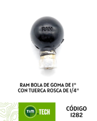 Ram bola de goma de 1" con tuerca rosca de 1/4"