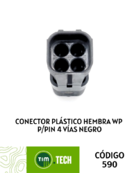 Conector plástico hembra WP p/pin 4 vías negro