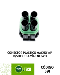 Conector plástico macho WP p/socket 4 vías negro