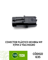 Conector plástico hembra WP p/pin 2 vías negro
